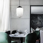 Glasyn: Geometric Frosted Glass Pendant Light – Modern Hanging Lamp for Dining Room & Kitchen
