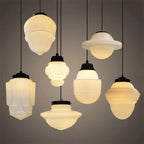 Glasyn: Geometric Frosted Glass Pendant Light – Modern Hanging Lamp for Dining Room & Kitchen