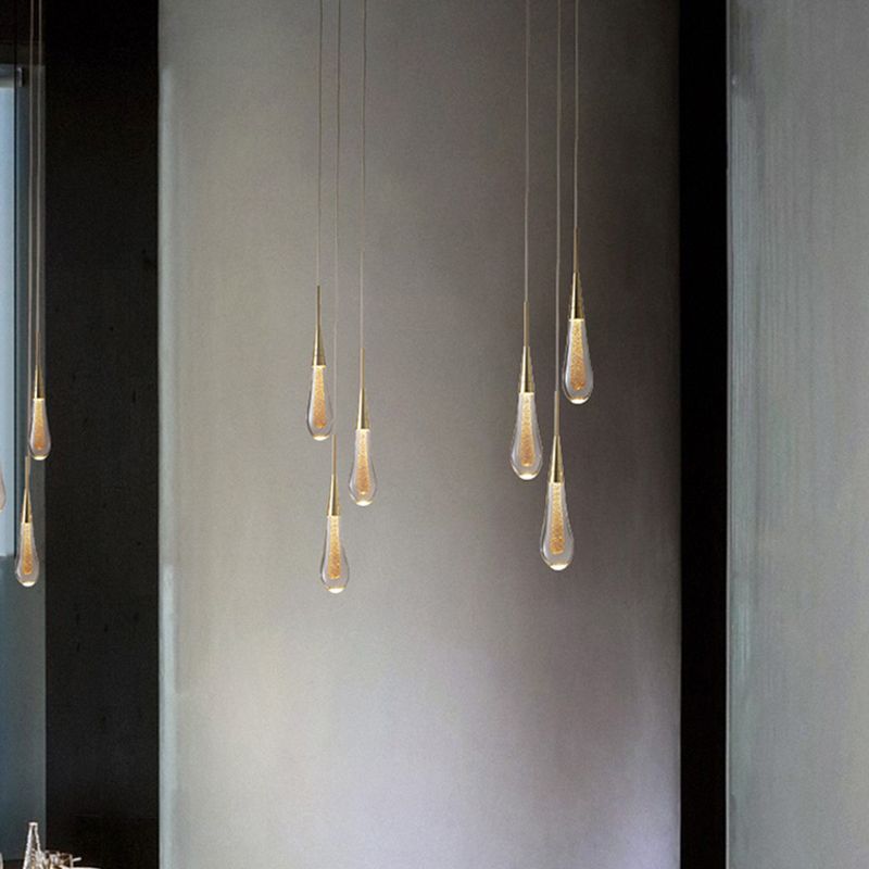Glimma: Pendant Light Drop Shape Crystal & Metal – Gold for Bedroom & Living Room