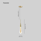Glimma: Pendant Light Drop Shape Crystal & Metal – Gold for Bedroom & Living Room
