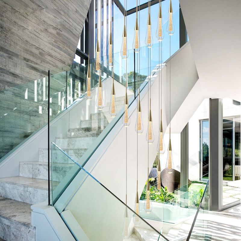 Glimma: Pendant Light Drop Shape Crystal & Metal – Gold for Bedroom & Living Room