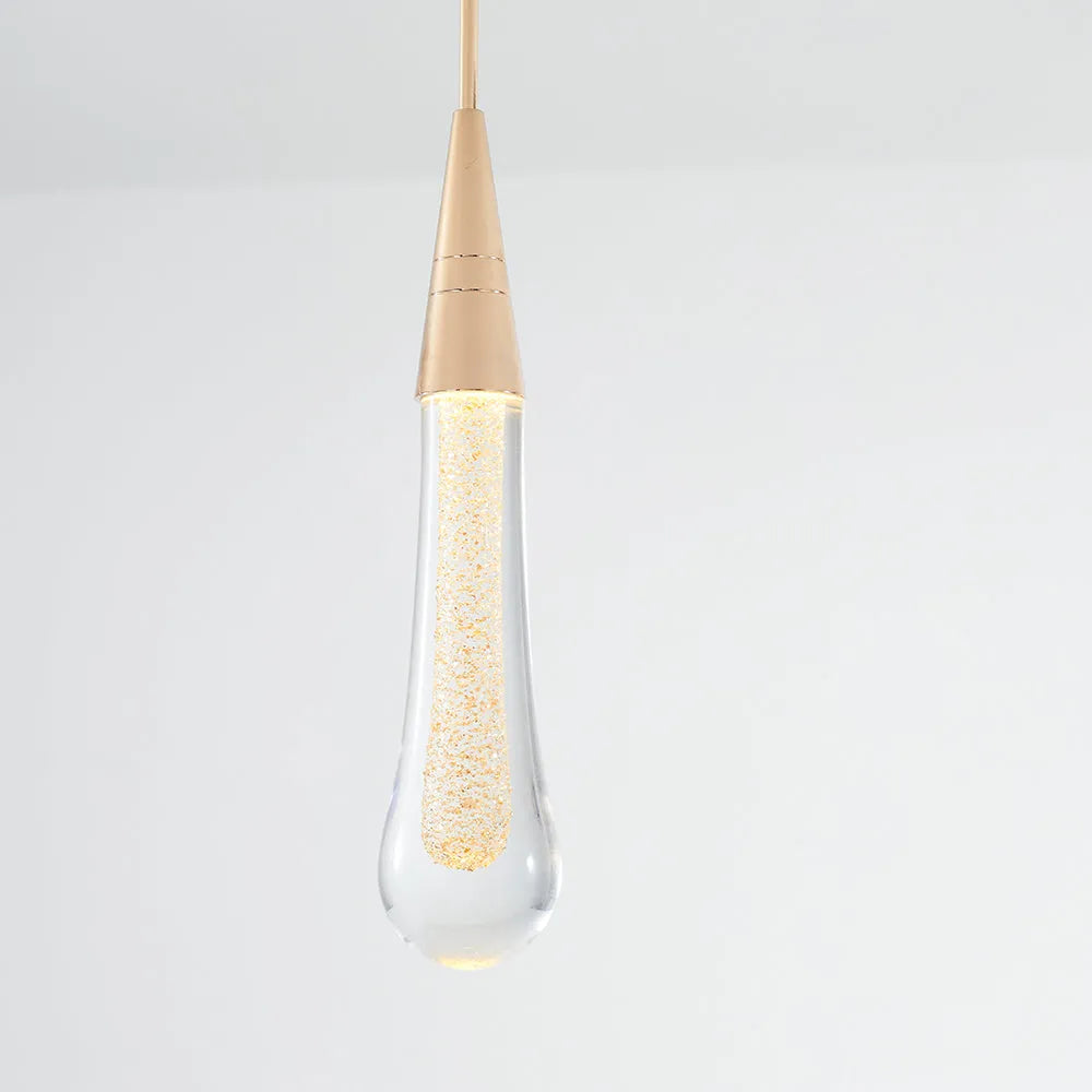 Glimma: Pendant Light Drop Shape Crystal & Metal – Gold for Bedroom & Living Room