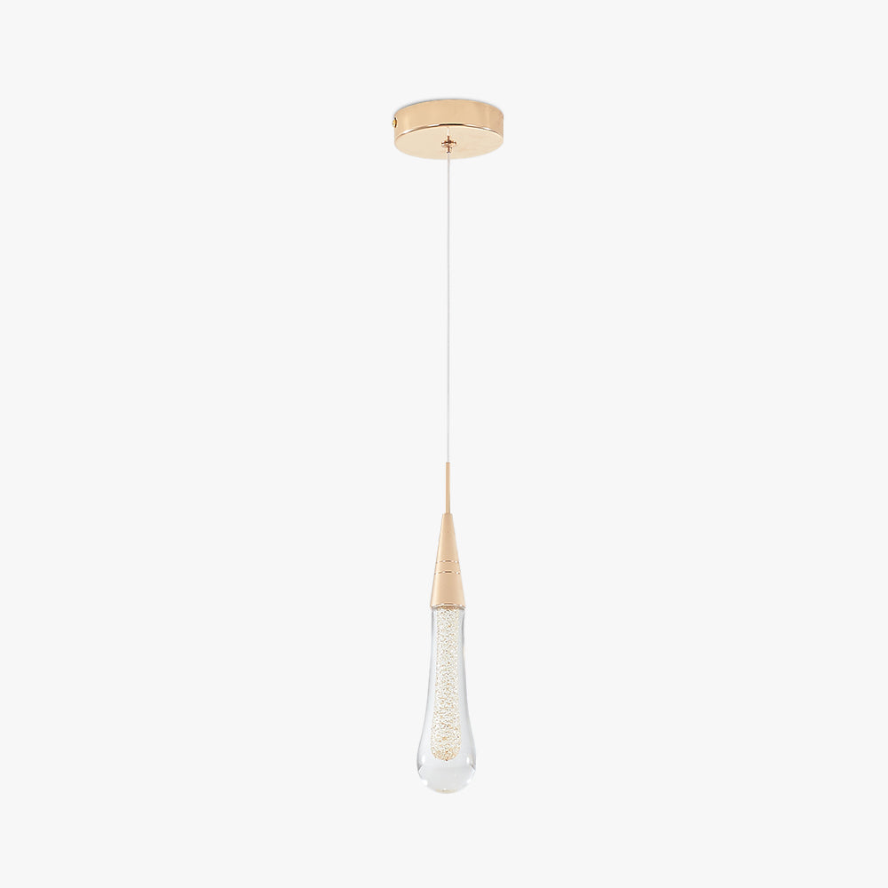 Glimma: Pendant Light Drop Shape Crystal & Metal – Gold for Bedroom & Living Room