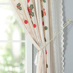 Bell Festival: Red Curtains with Christmas Motif – Semi-Transparent & Decorative for Living Room