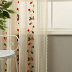 Bell Festival: Red Curtains with Christmas Motif – Semi-Transparent & Decorative for Living Room