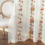 Bell Festival: Red Curtains with Christmas Motif – Semi-Transparent & Decorative for Living Room