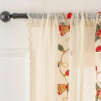 Bell Festival: Red Curtains with Christmas Motif – Semi-Transparent & Decorative for Living Room