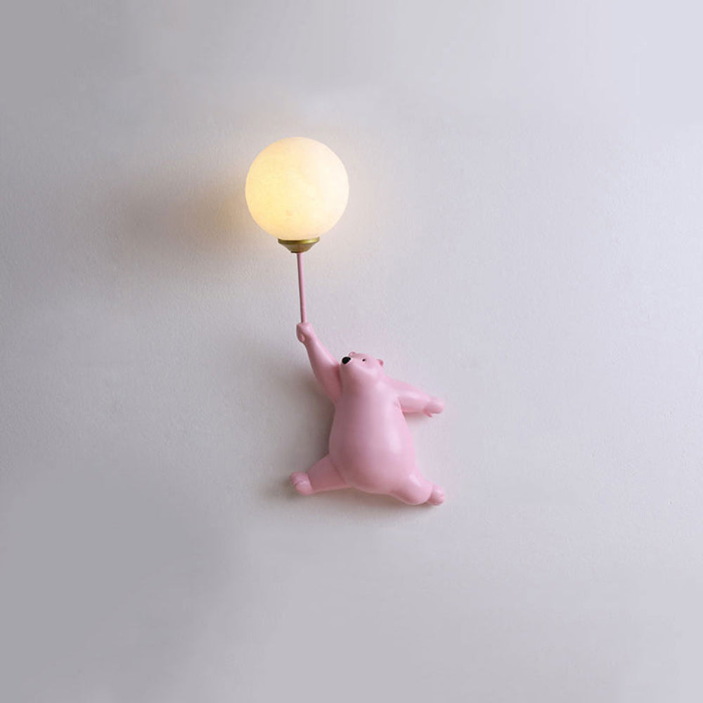 GlowBuddy: LED Wall Light with Bear & Balloon in 3D Design & Warm White Night Light – for Children's Rooms & Play Areas