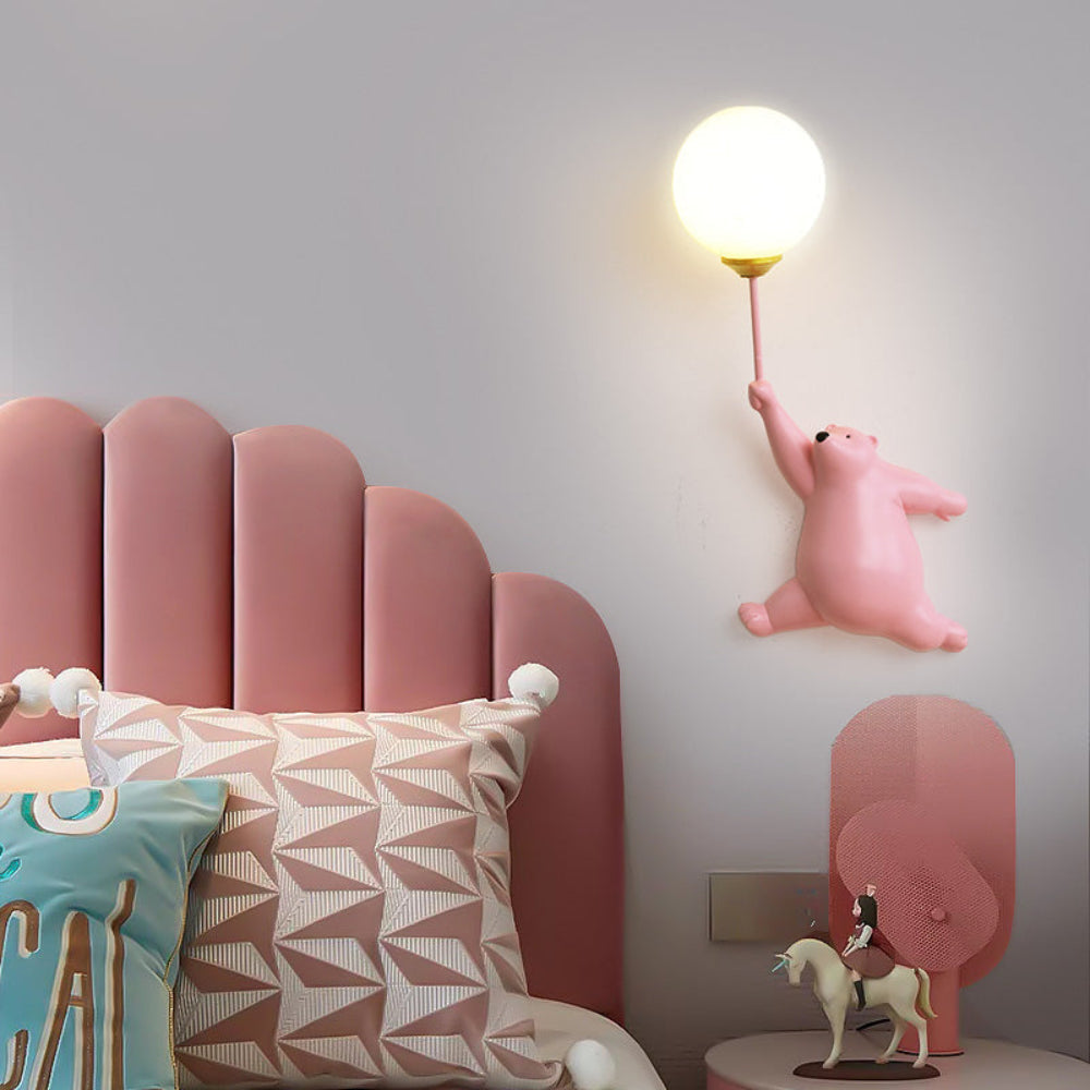 GlowBuddy: LED Wall Light with Bear & Balloon in 3D Design & Warm White Night Light – for Children's Rooms & Play Areas