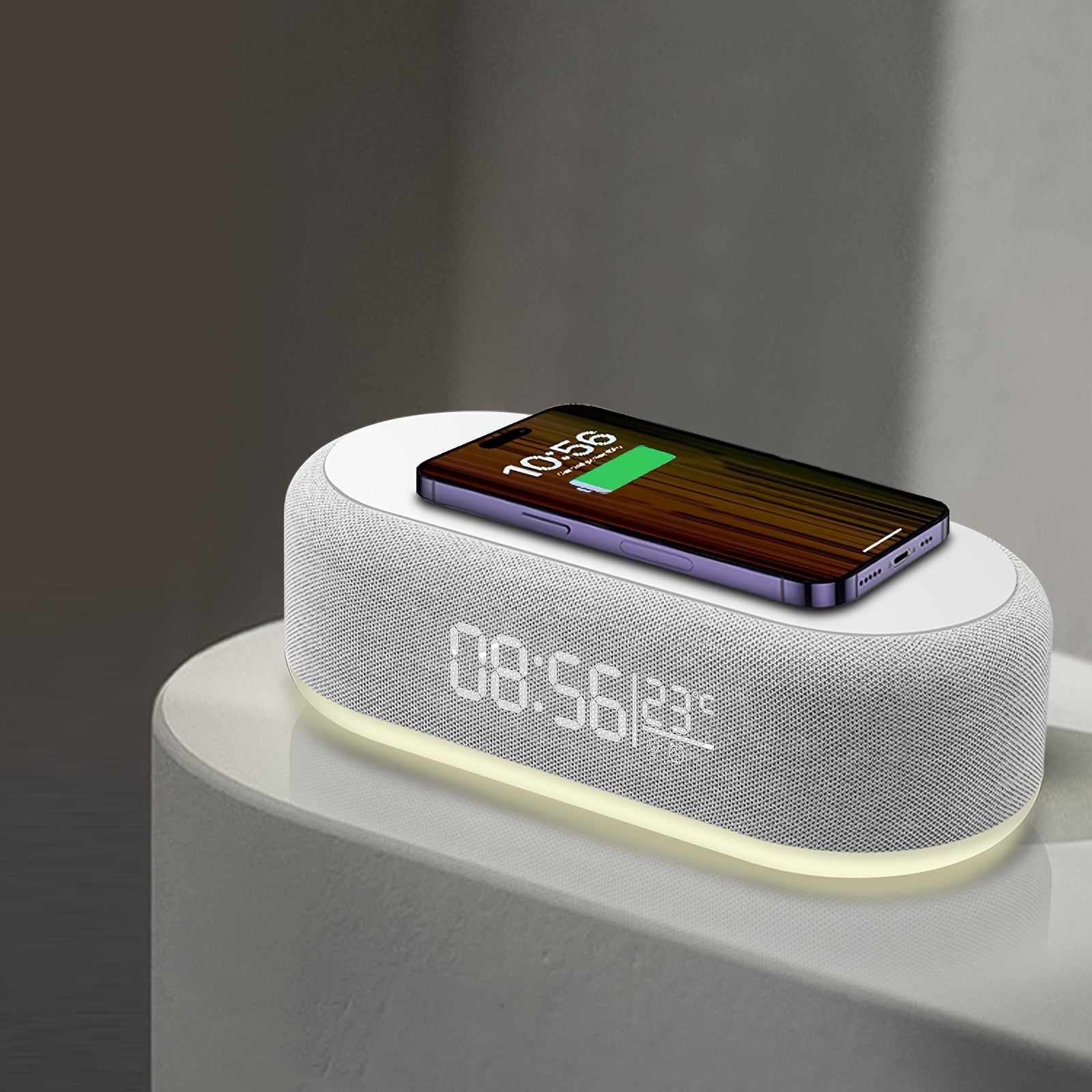 Table Lamp LED Night Light Wireless Charger Digital Clock USB C