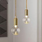 Pendant Light with Gold Iron Finish, Cut Glass Bulb, Adjustable 48 in Cord, G9 Base, 10W, 220V