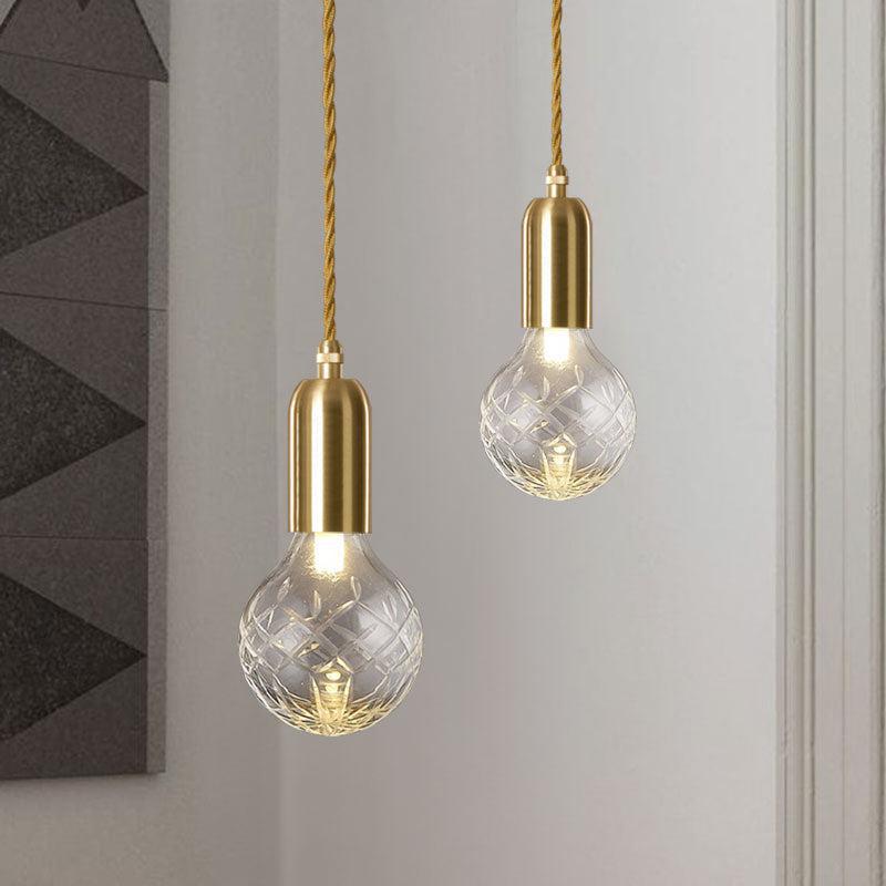Pendant Light with Gold Iron Finish, Cut Glass Bulb, Adjustable 48 in Cord, G9 Base, 10W, 220V