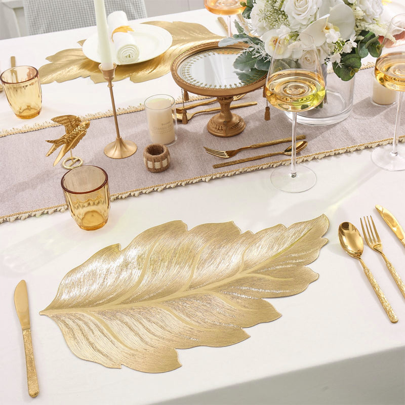 Leaf Placemat, PVC Material, Embossed Design, Water-Resistant