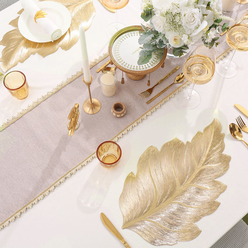 Leaf Placemat, PVC Material, Embossed Design, Water-Resistant
