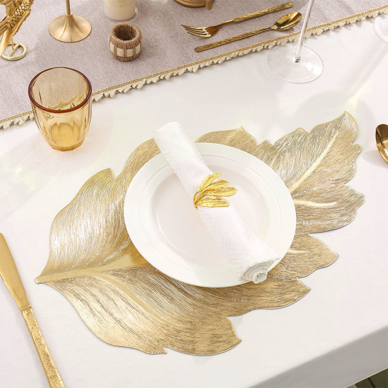 Leaf Placemat, PVC Material, Embossed Design, Water-Resistant