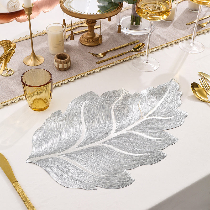 Leaf Placemat, PVC Material, Embossed Design, Water-Resistant