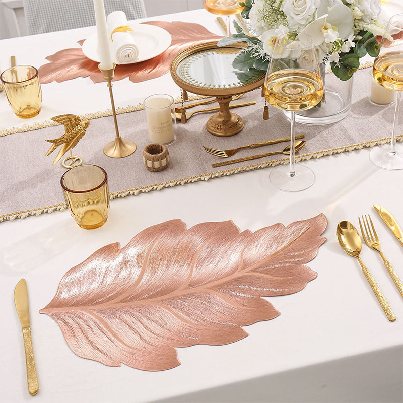 Leaf Placemat, PVC Material, Embossed Design, Water-Resistant