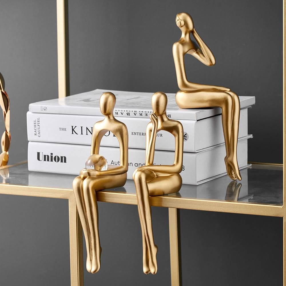 Figurine Resin Metallic Gold Abstract Decorative Sculpture