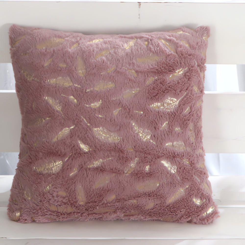 Velvet Cushion Cover Gold Leaf Print Bamboo Rayon Decorative Throw Pillow Cover