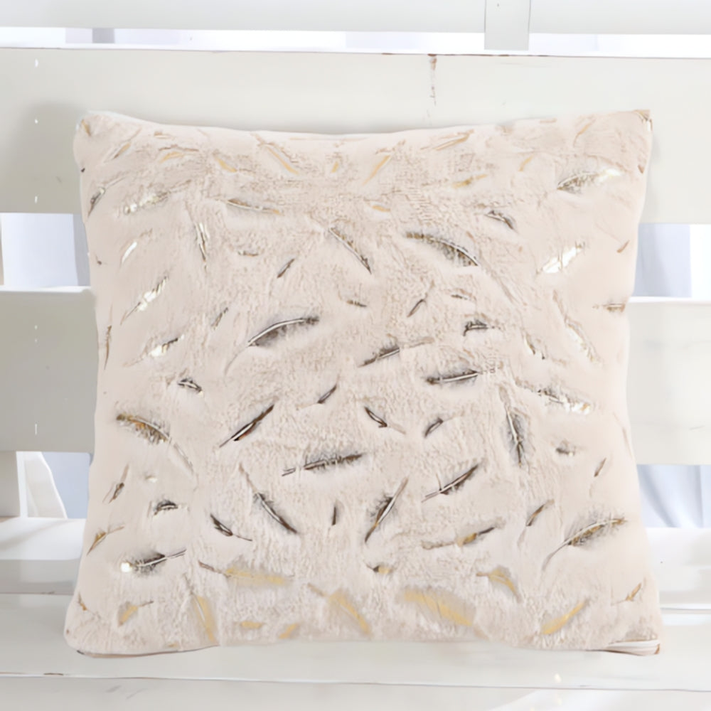 Velvet Cushion Cover Gold Leaf Print Bamboo Rayon Decorative Throw Pillow Cover