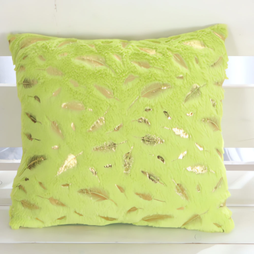 Velvet Cushion Cover Gold Leaf Print Bamboo Rayon Decorative Throw Pillow Cover