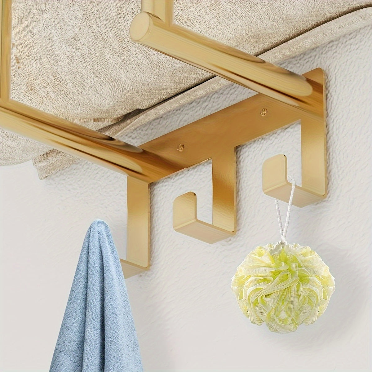 GoldenerRand: Towel Holder for Bathroom – modern wall mount made of stainless steel with gold pipes, multifunctional & durable for bathroom organization