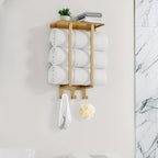 GoldenerRand: Towel Holder for Bathroom – modern wall mount made of stainless steel with gold pipes, multifunctional & durable for bathroom organization
