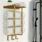 GoldenerRand: Towel Holder for Bathroom – modern wall mount made of stainless steel with gold pipes, multifunctional & durable for bathroom organization