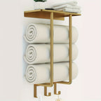GoldenerRand: Towel Holder for Bathroom – modern wall mount made of stainless steel with gold pipes, multifunctional & durable for bathroom organization
