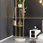 GoldenStand: Freestanding Clothes Rack – Modern Metal Frame with Marble Base, Durable & Stylish for Coats & Bags