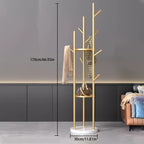 GoldenStand: Freestanding Clothes Rack – Modern Metal Frame with Marble Base, Durable & Stylish for Coats & Bags