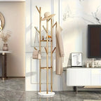GoldenStand: Freestanding Clothes Rack – Modern Metal Frame with Marble Base, Durable & Stylish for Coats & Bags
