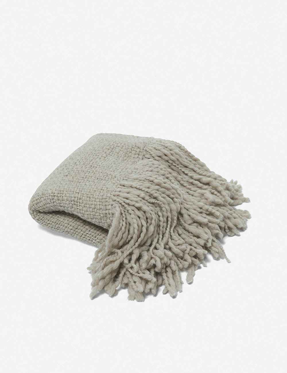 Gala Throw Blanket | Handmade Chunky Wool Knit, Artisan Fringe