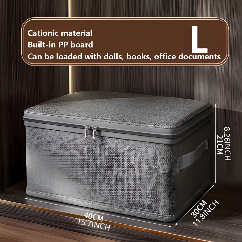 Virell – Gray Fabric Storage Box With Lid
