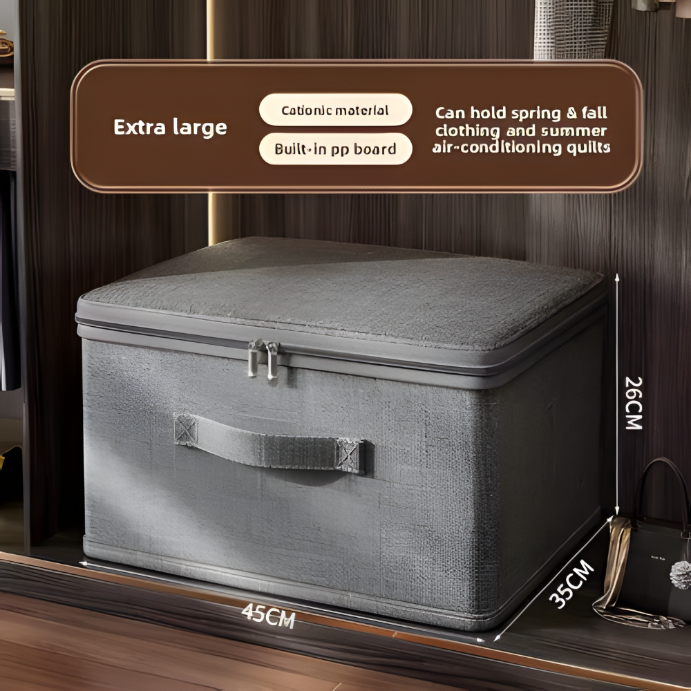 Virell – Gray Fabric Storage Box With Lid