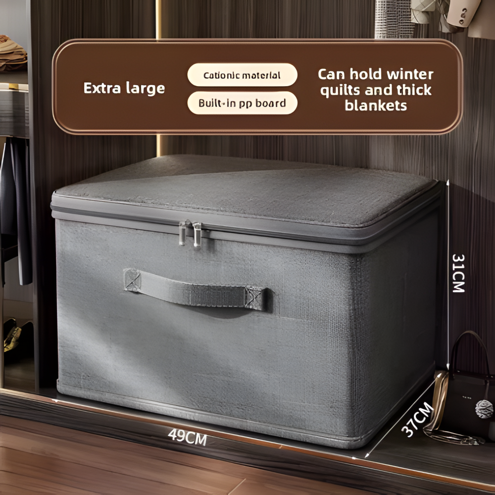 Virell – Gray Fabric Storage Box With Lid