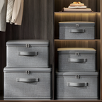 Virell – Gray Fabric Storage Box With Lid