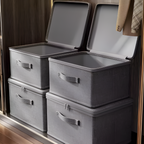 Virell – Gray Fabric Storage Box With Lid