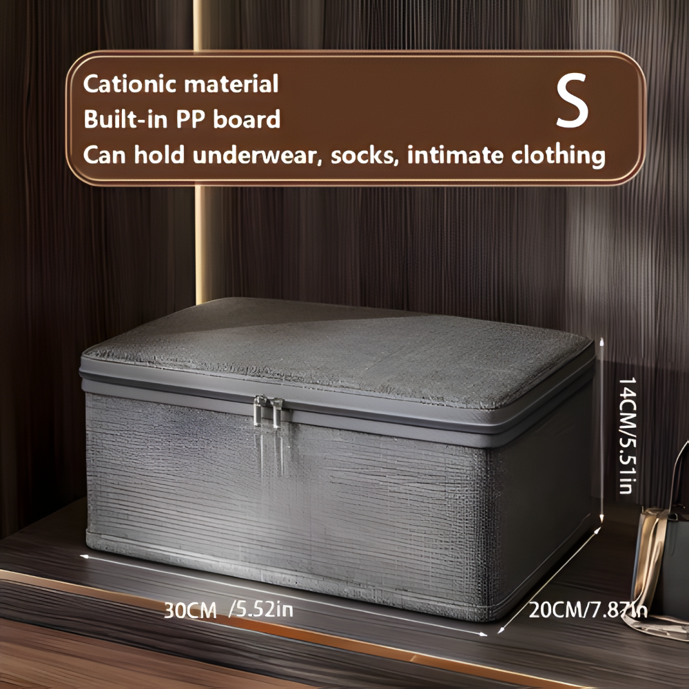 Virell – Gray Fabric Storage Box With Lid