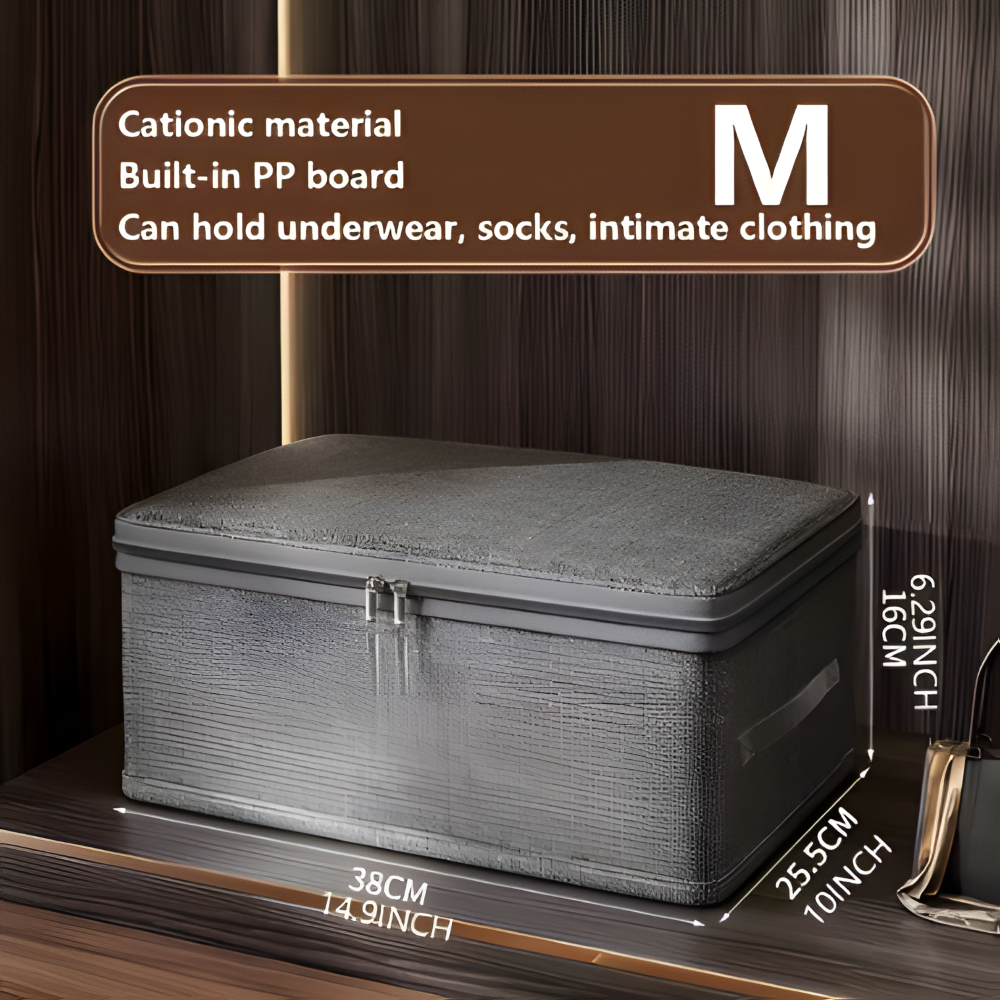 Virell – Gray Fabric Storage Box With Lid