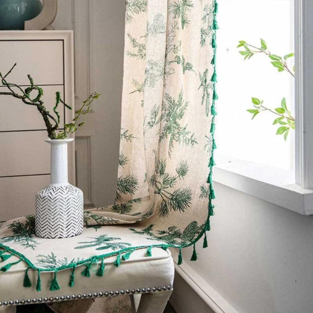 Grünwald: Jacquard Curtains with Birds & Tassels – Decorative & Light-Filtering for Bedrooms
