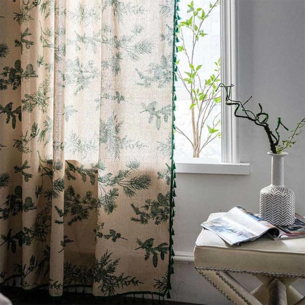 Grünwald: Jacquard Curtains with Birds & Tassels – Decorative & Light-Filtering for Bedrooms