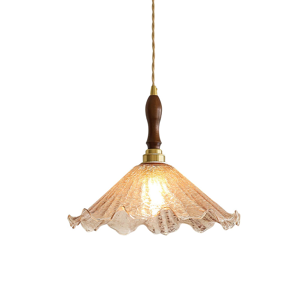 Gyran Petal Glass and Brass Pendant Lamp