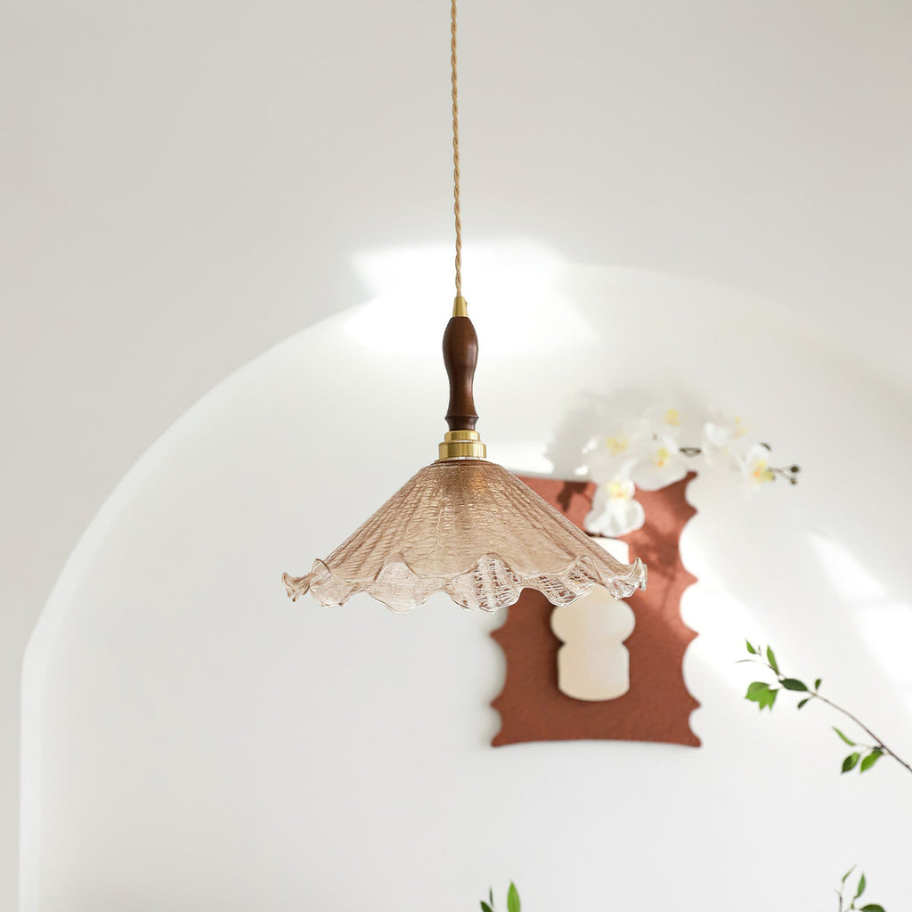 Gyran Petal Glass and Brass Pendant Lamp