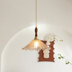 Gyran Petal Glass and Brass Pendant Lamp