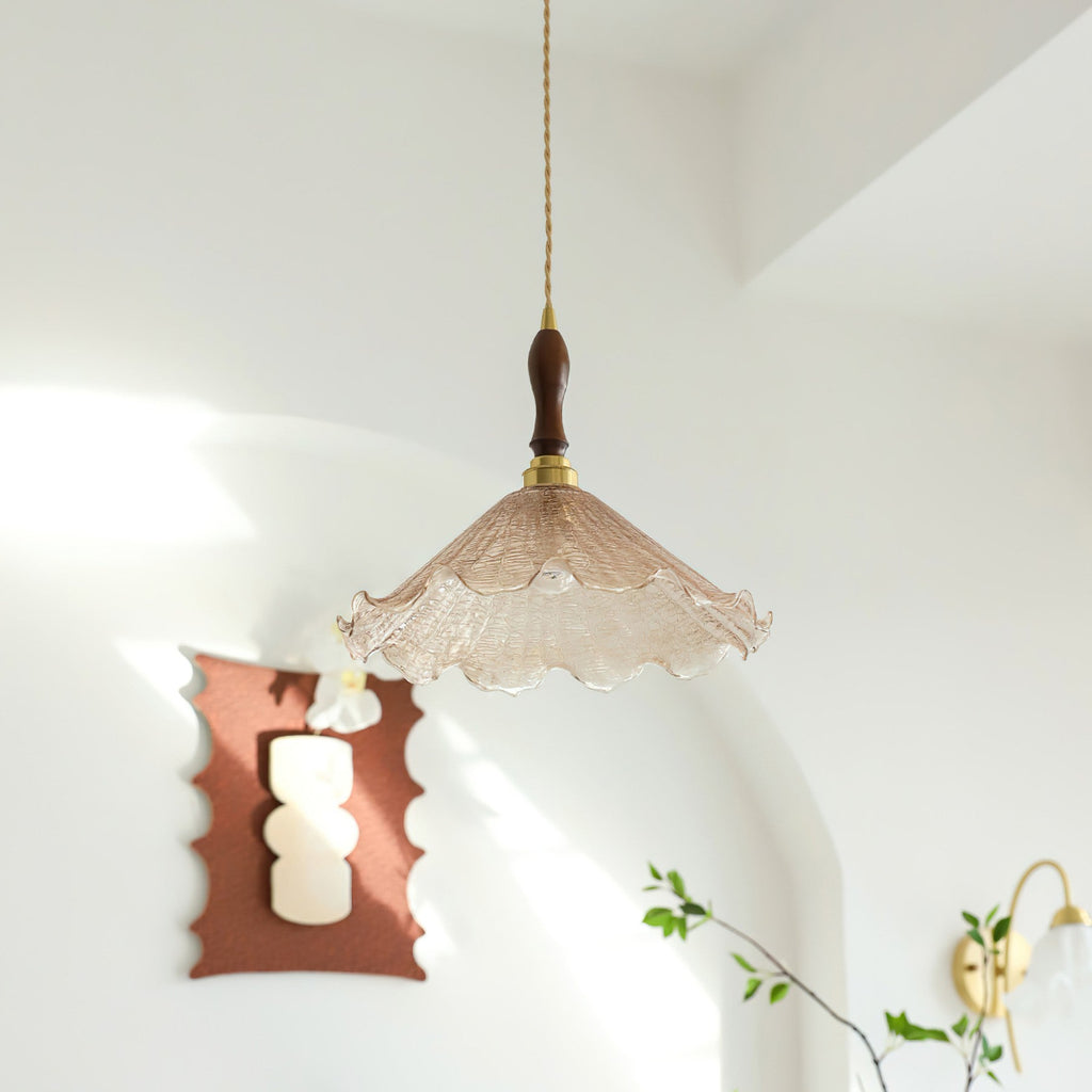 Gyran Petal Glass and Brass Pendant Lamp