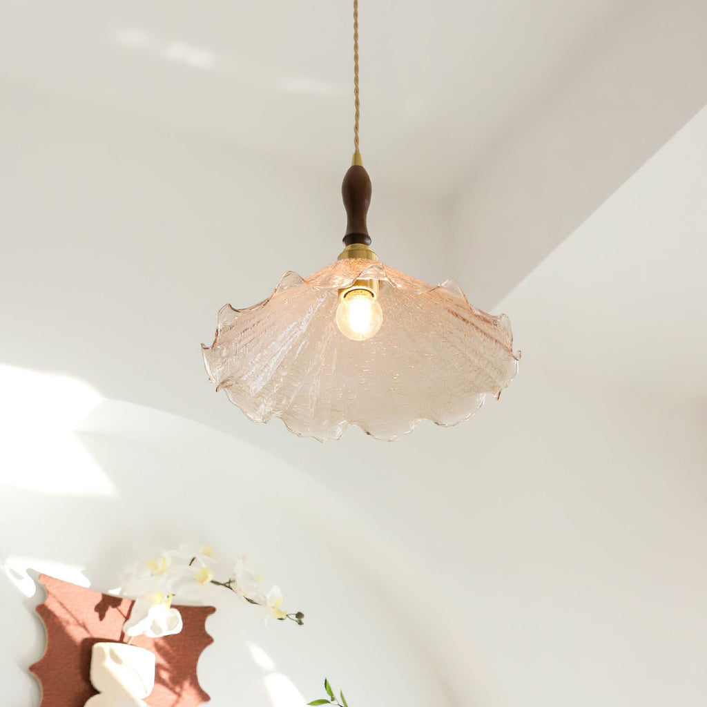 Gyran Petal Glass and Brass Pendant Lamp