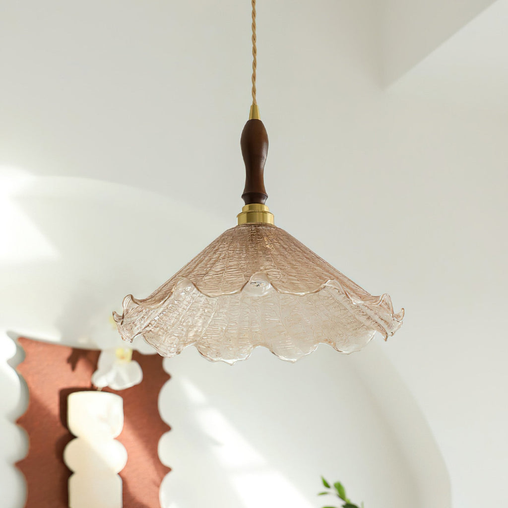 Gyran Petal Glass and Brass Pendant Lamp