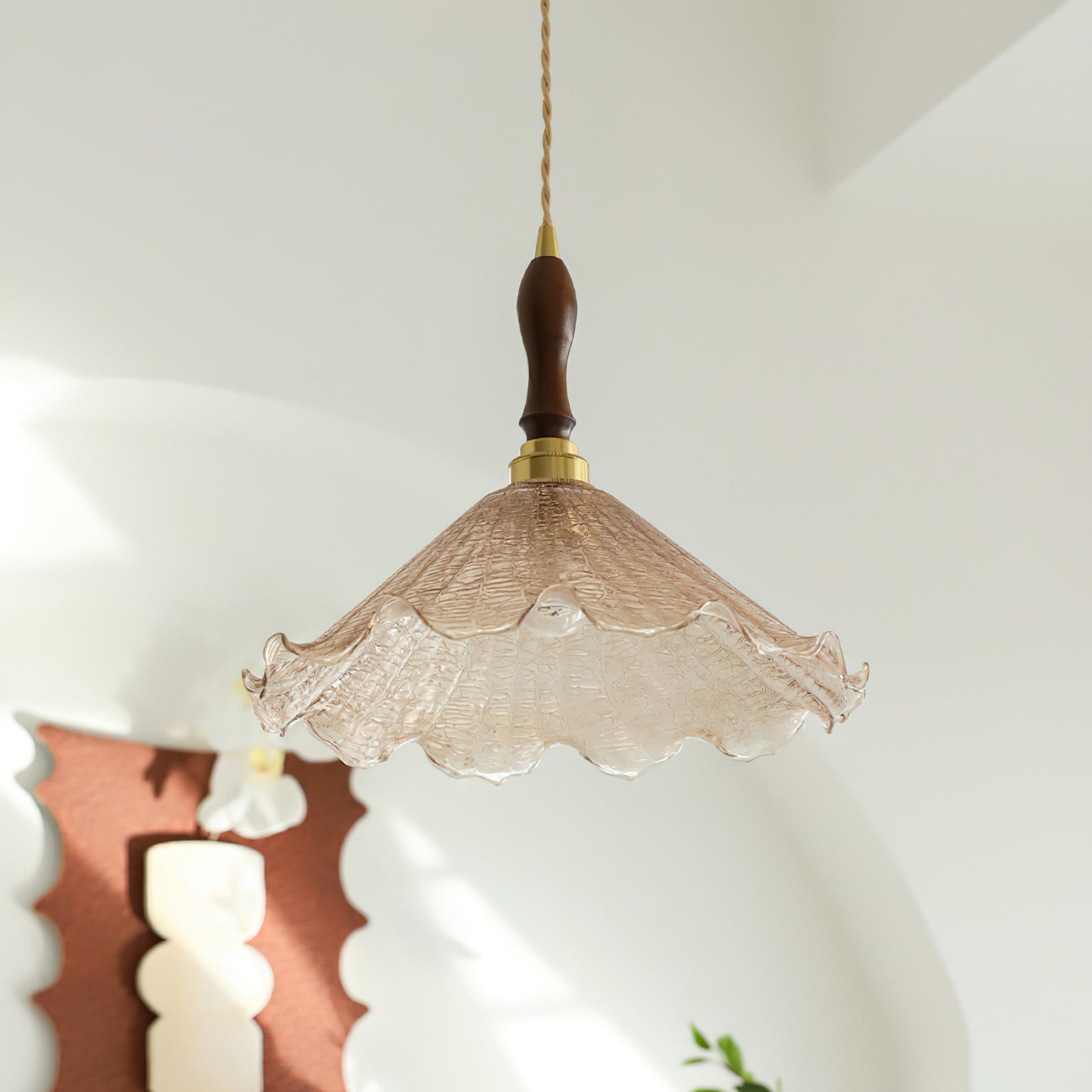 Gyran Petal Glass and Brass Pendant Lamp