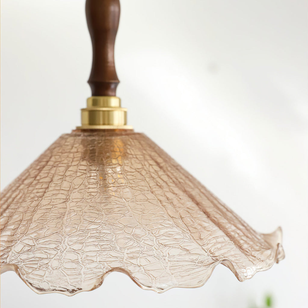 Gyran Petal Glass and Brass Pendant Lamp